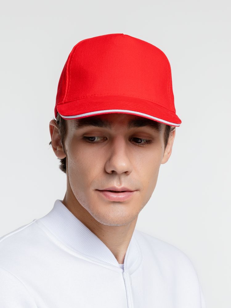 Бейсболка Classic, красная с белым кантом — изображение 4