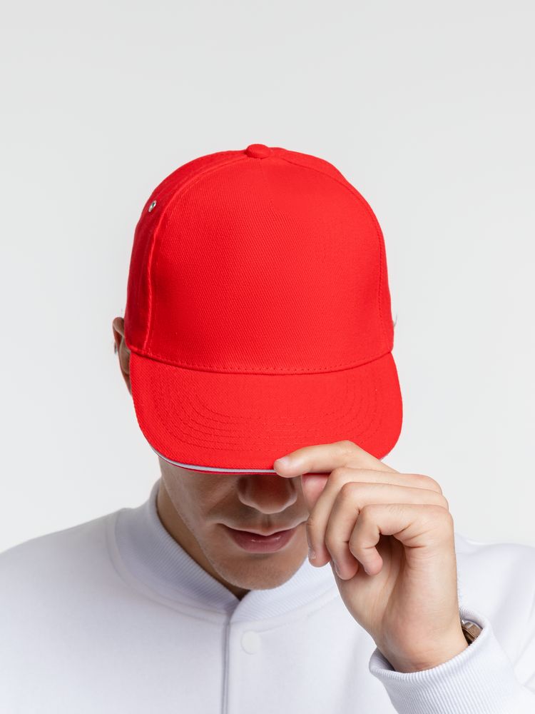 Бейсболка Classic, красная с белым кантом — изображение 5