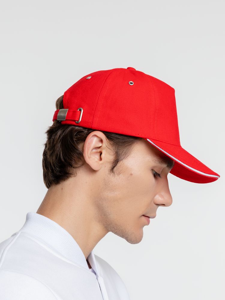 Бейсболка Classic, красная с белым кантом — изображение 6