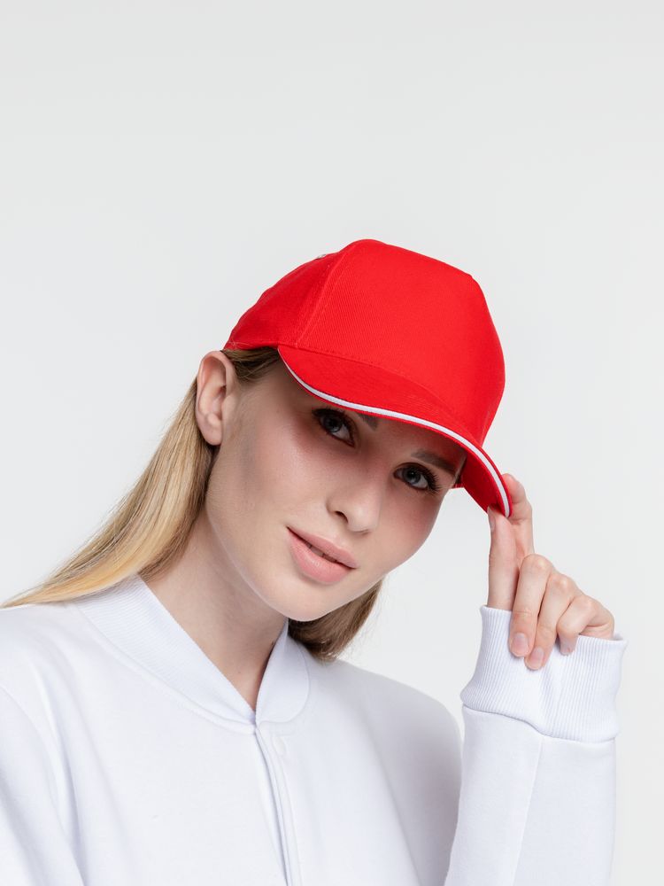 Бейсболка Classic, красная с белым кантом — изображение 8