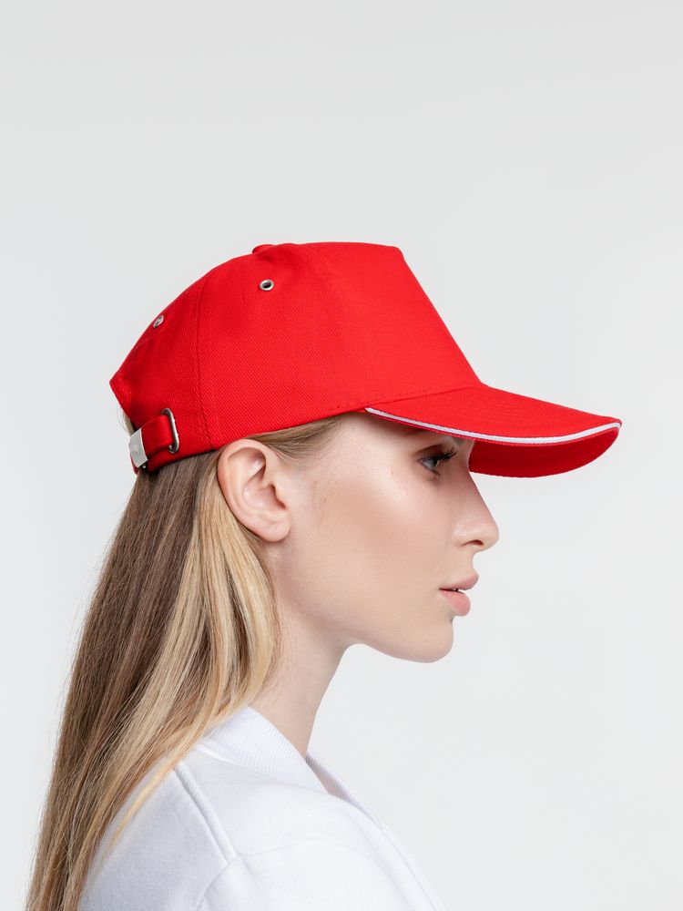 Бейсболка Classic, красная с белым кантом — изображение 9