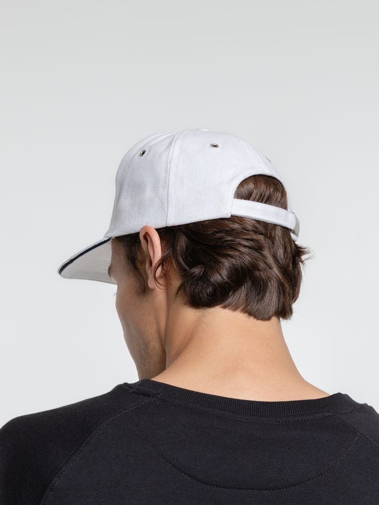 Бейсболка Classic, белая с темно-синим кантом — изображение 9