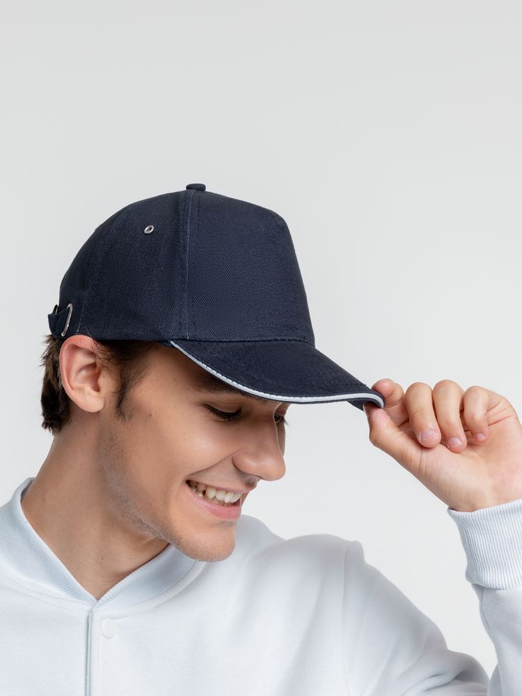 Бейсболка Classic, темно-синяя с белым кантом — изображение 8