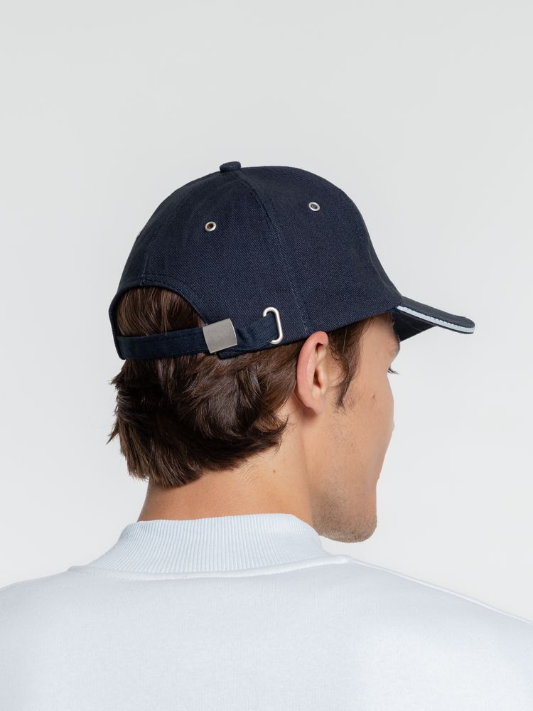 Бейсболка Classic, темно-синяя с белым кантом — изображение 10