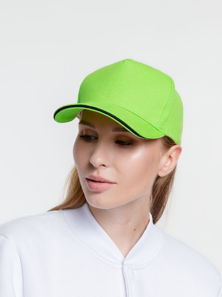 Бейсболка Classic, зеленое яблоко с черным кантом — изображение 9