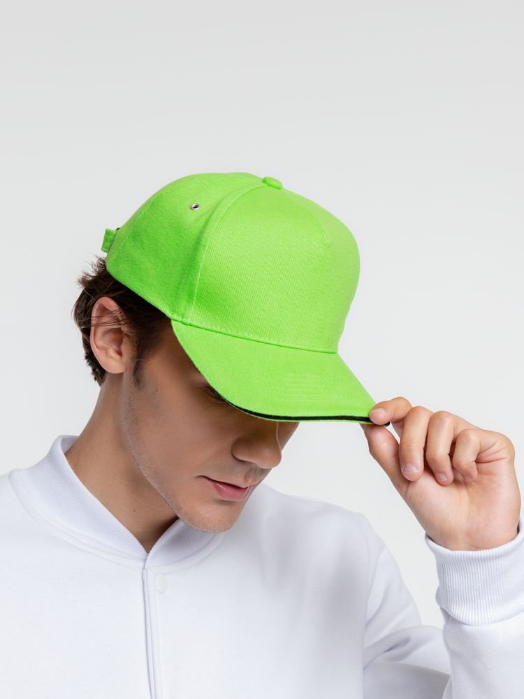 Бейсболка Classic, зеленое яблоко с черным кантом — изображение 6