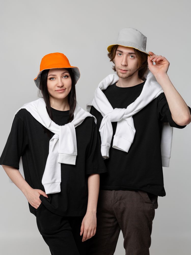 Панама Summer двусторонняя, оранжевая с серым — изображение 8