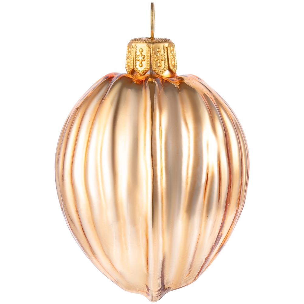Елочная игрушка «Грецкий орех», золотистая — изображение 2
