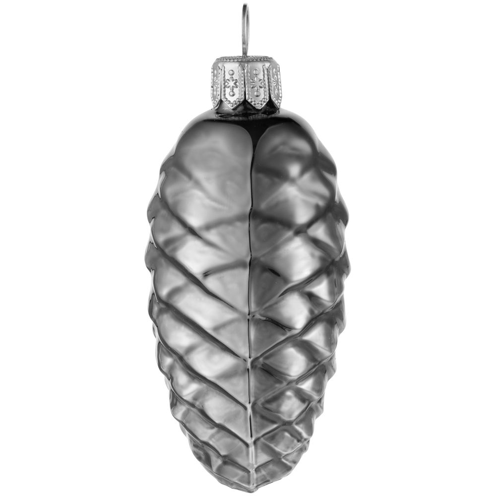 Елочная игрушка «Шишка», серая (графит) — изображение 2