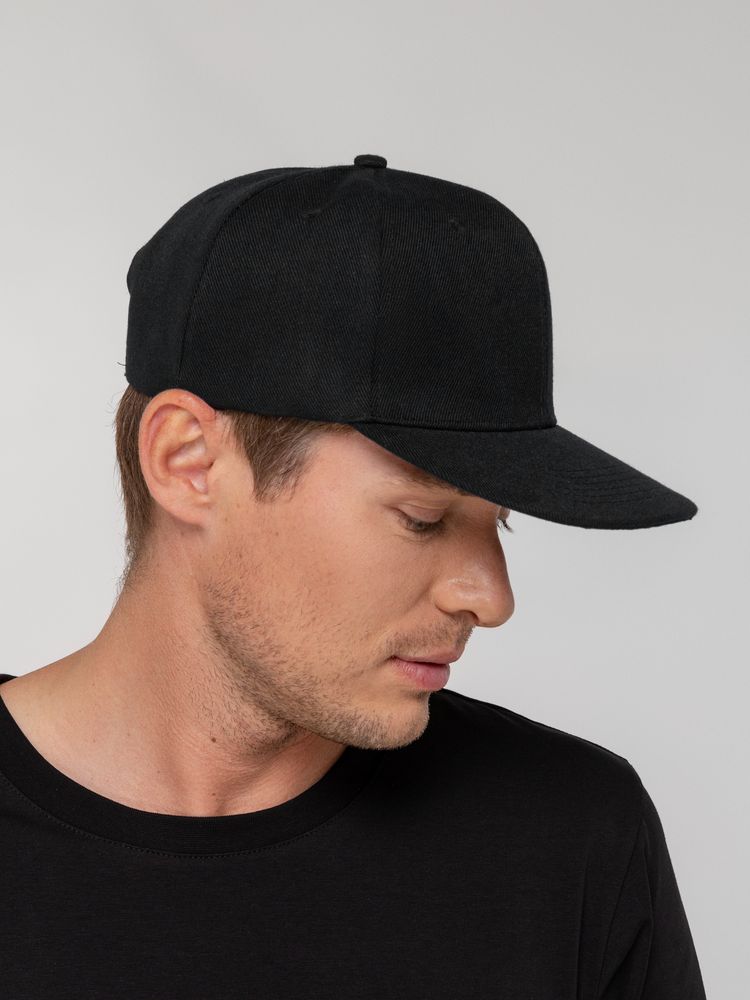 Бейсболка Snapback с прямым козырьком, черная — изображение 4