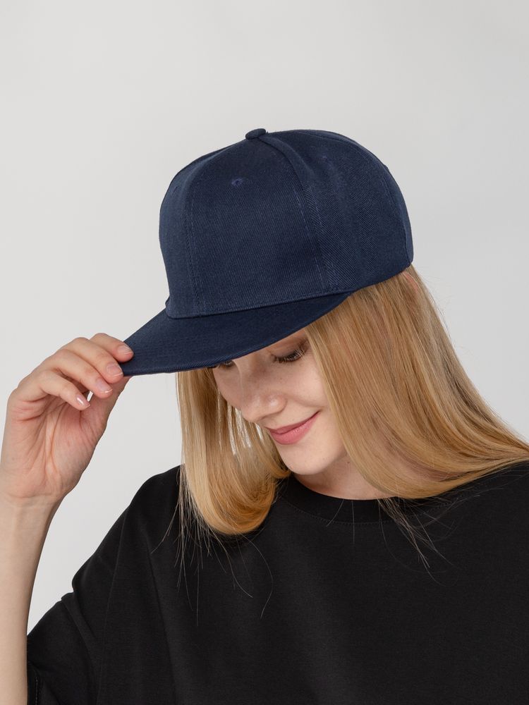 Бейсболка Snapback с прямым козырьком, темно-синяя — изображение 5