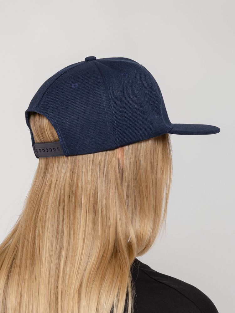 Бейсболка Snapback с прямым козырьком, темно-синяя — изображение 6