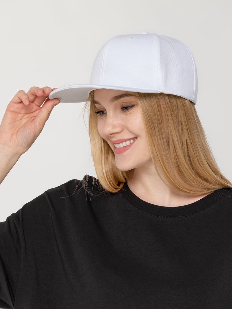 Бейсболка Snapback с прямым козырьком, белая — изображение 4