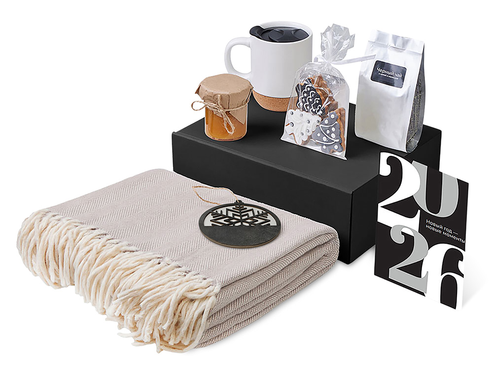 Подарочный набор c пледом, кружкой и вареньем, белый — изображение 2