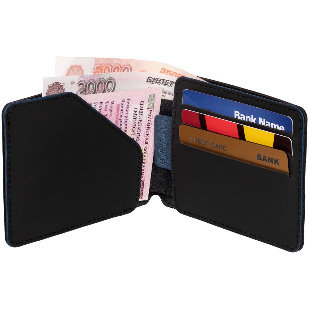 Портмоне Arrival, черное с синим — изображение 6