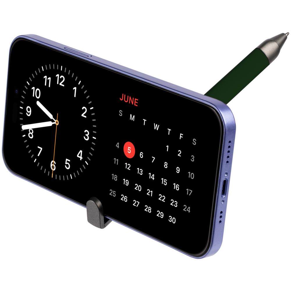 Ручка шариковая Standic с подставкой для телефона, зеленая — изображение 7