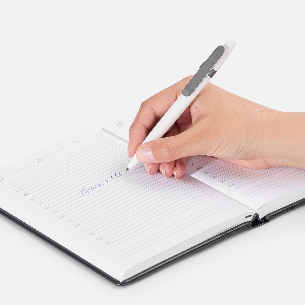 Ручка шариковая Prodir DS5 TSM Metal Clip, белая с серым — изображение 6