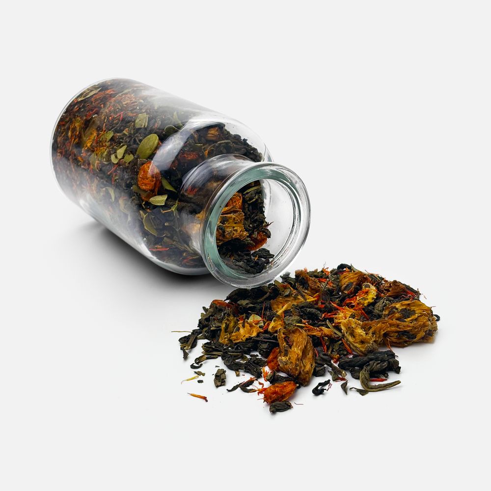 Чай «Сокочай», зеленый с соком ананаса, облепихой, толокнянкой и сафлором — изображение 2