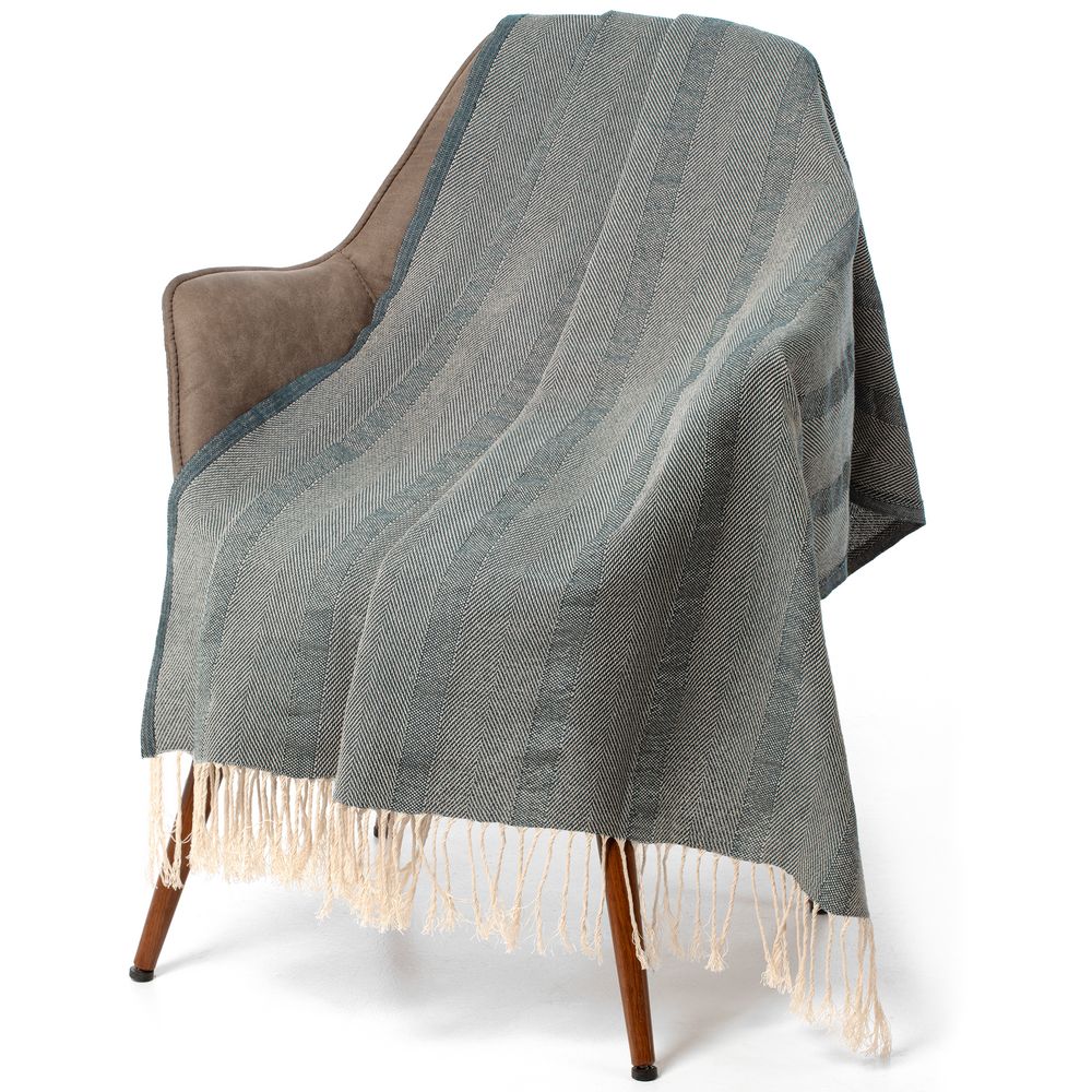 Плед «Сенеж», серо-синий — изображение 2