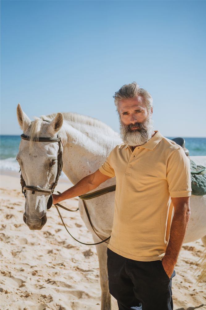 Рубашка поло мужская Adam, серый меланж — изображение 10