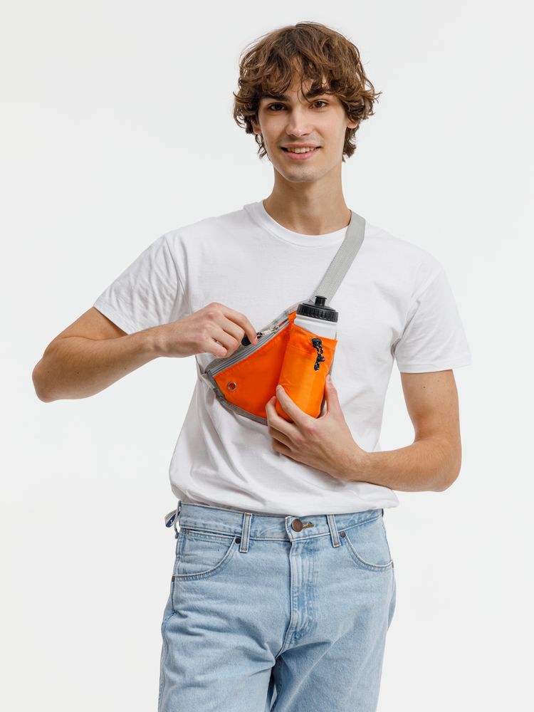 Сумка поясная с отделением для бутылки Waterun, оранжевая — изображение 6