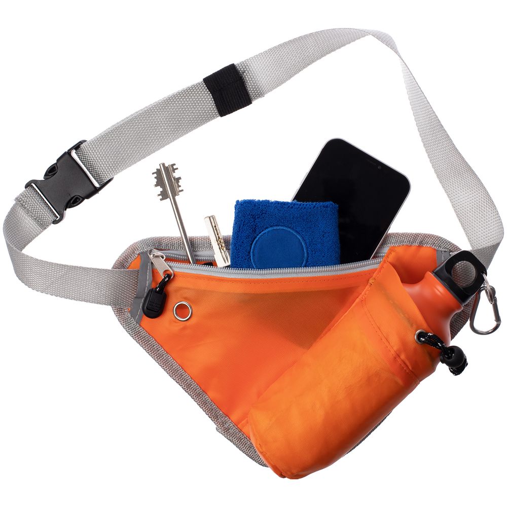 Сумка поясная с отделением для бутылки Waterun, оранжевая — изображение 5