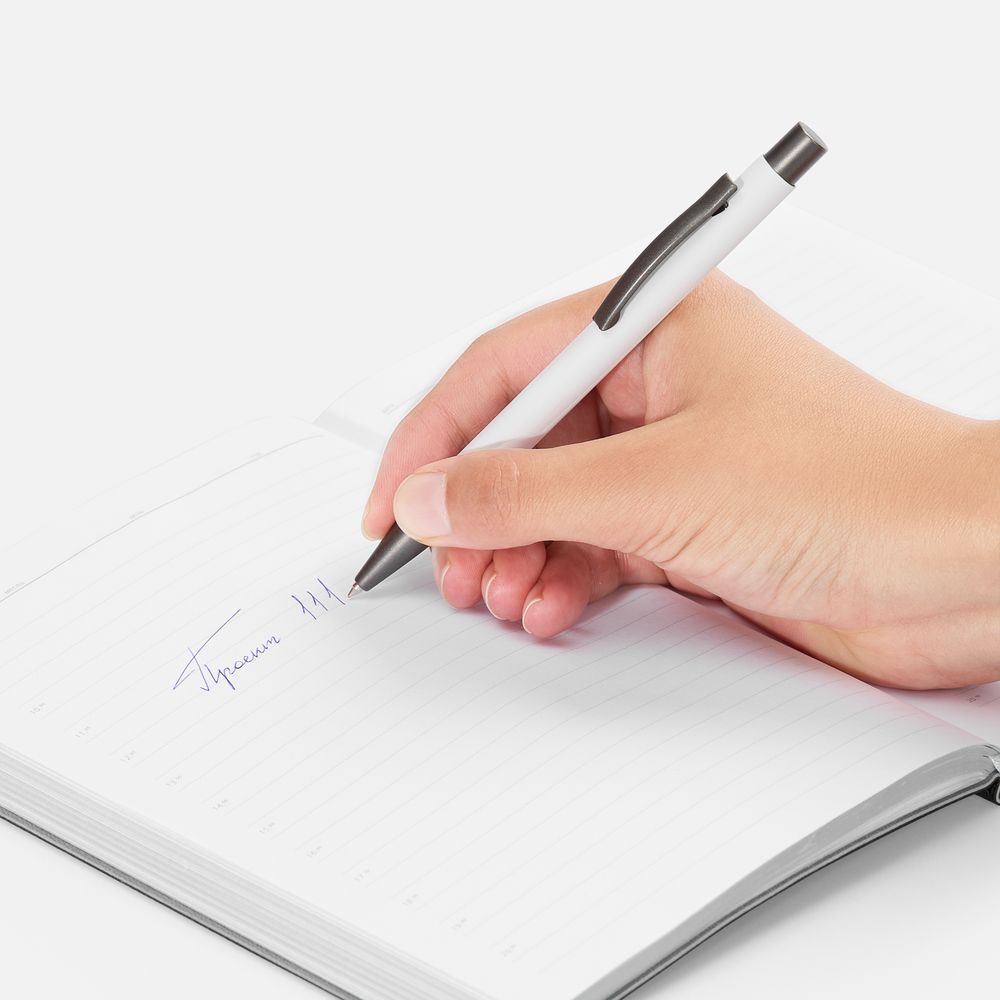 Ручка шариковая Atento Soft Touch, белая — изображение 4