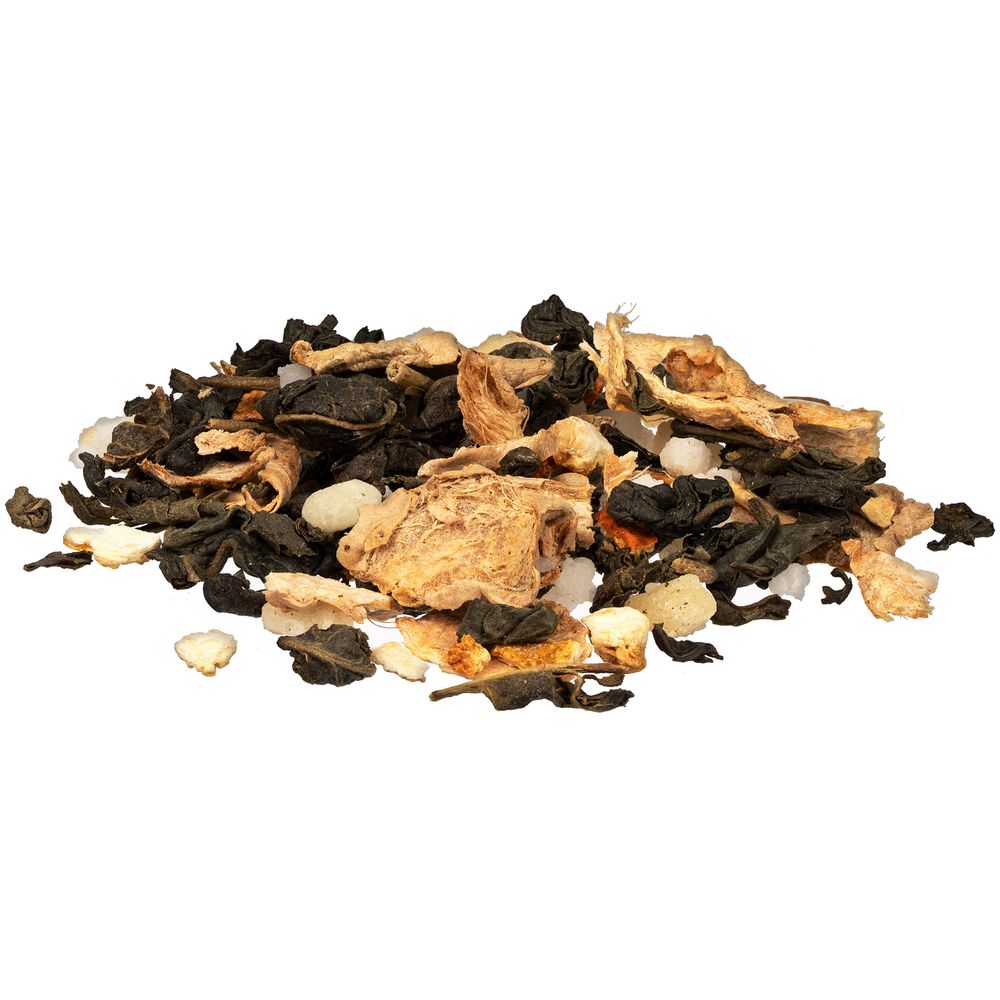 Чай «Сокочай», зеленый с соком имбиря, с кусочками имбиря, апельсина и медом — изображение 3