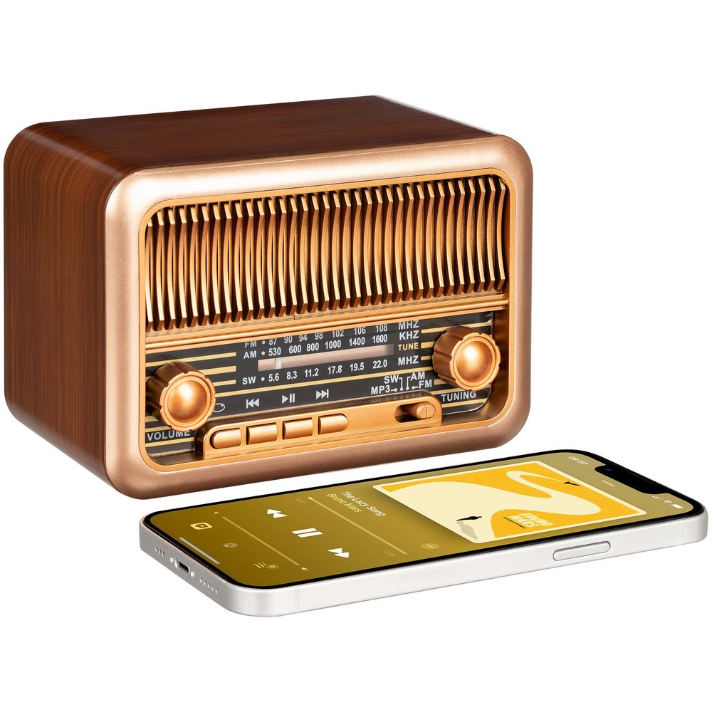 Bluetooth-колонка с радио Beatnik, коричневая — изображение 7