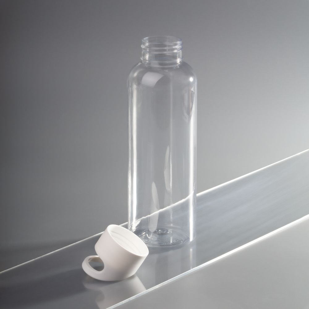 Бутылка для воды Plaske, прозрачная с белой крышкой — изображение 6