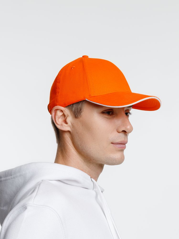 Бейсболка Spiker, оранжевая с белым — изображение 8