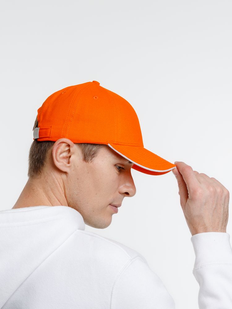 Бейсболка Spiker, оранжевая с белым — изображение 9