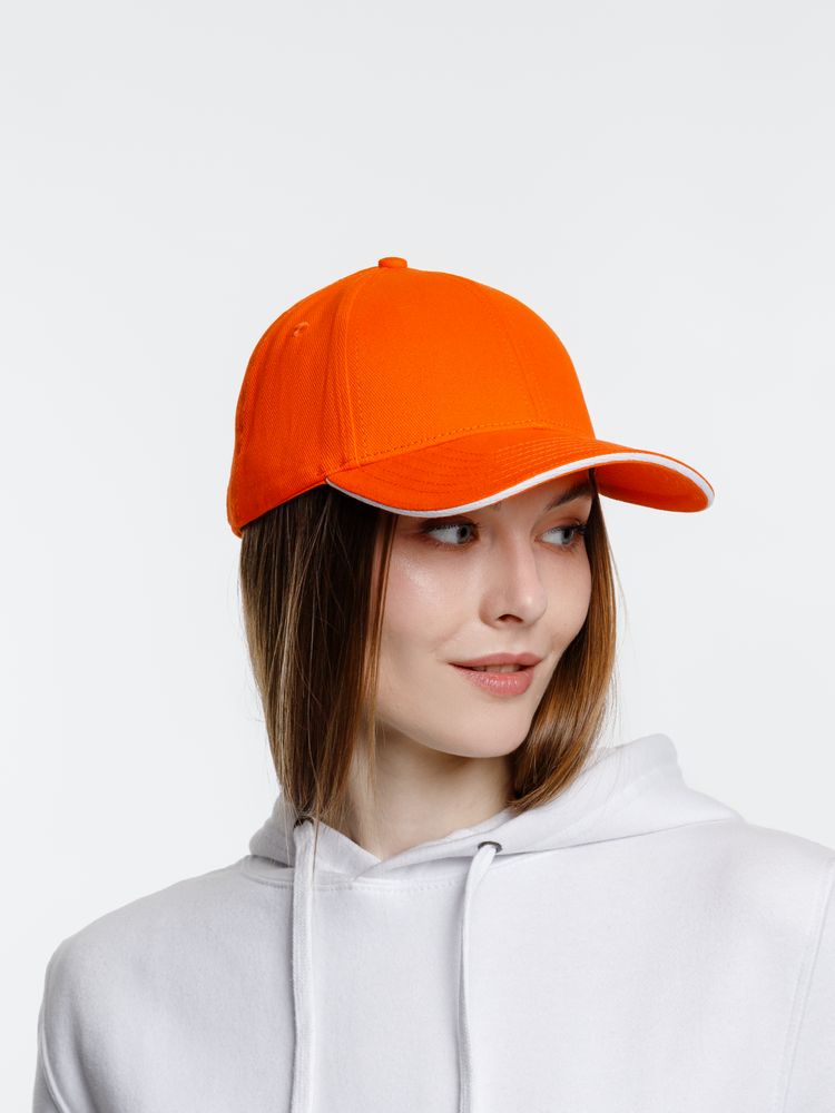 Бейсболка Spiker, оранжевая с белым — изображение 6