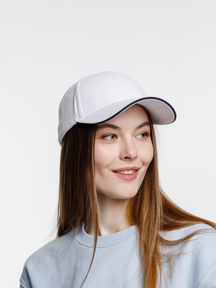 Бейсболка Spiker, белая с темно-синим — изображение 6