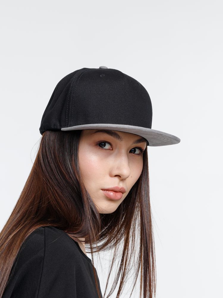 Бейсболка Foreside с прямым козырьком, черная с серым — изображение 6