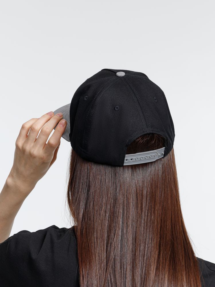 Бейсболка Foreside с прямым козырьком, черная с серым — изображение 7