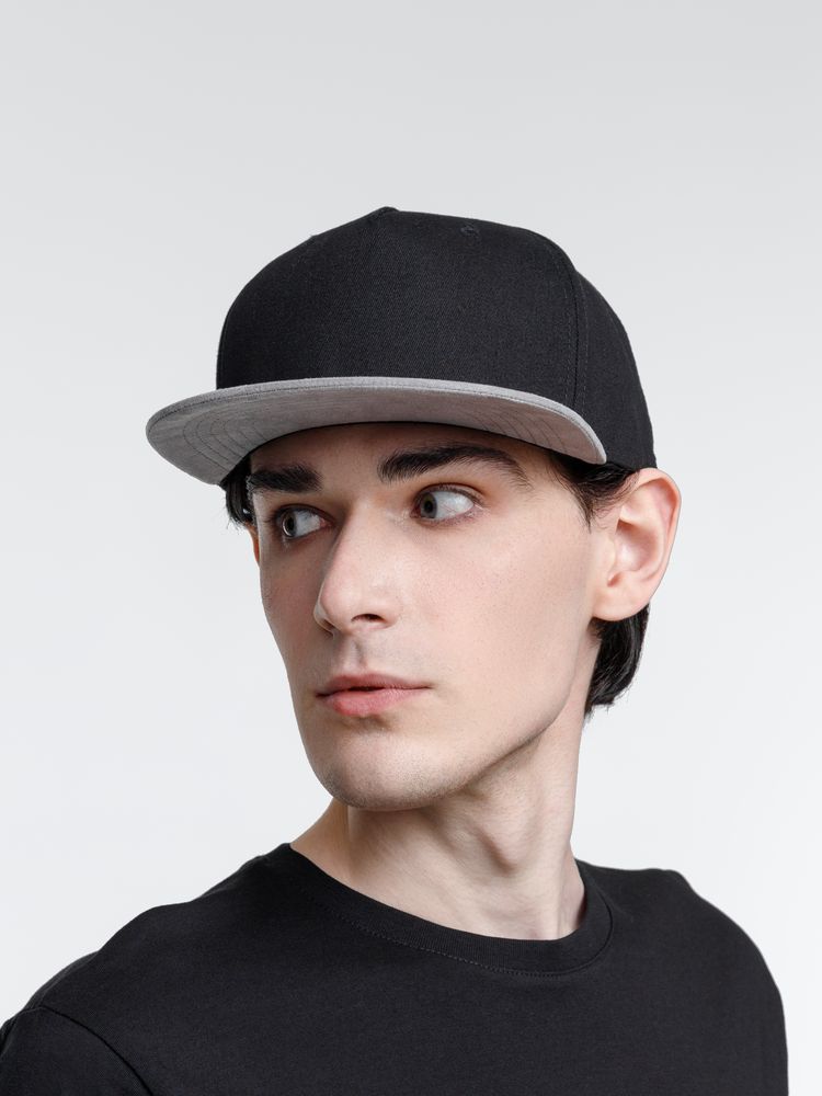 Бейсболка Foreside с прямым козырьком, черная с серым — изображение 8