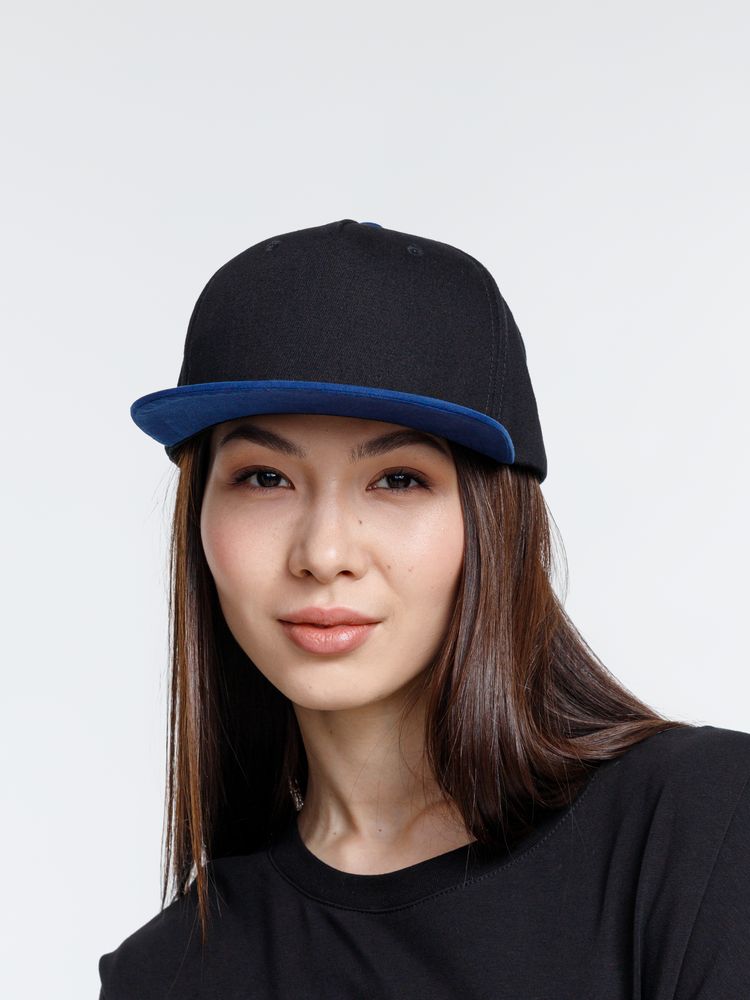 Бейсболка Foreside с прямым козырьком, черная с синим — изображение 8