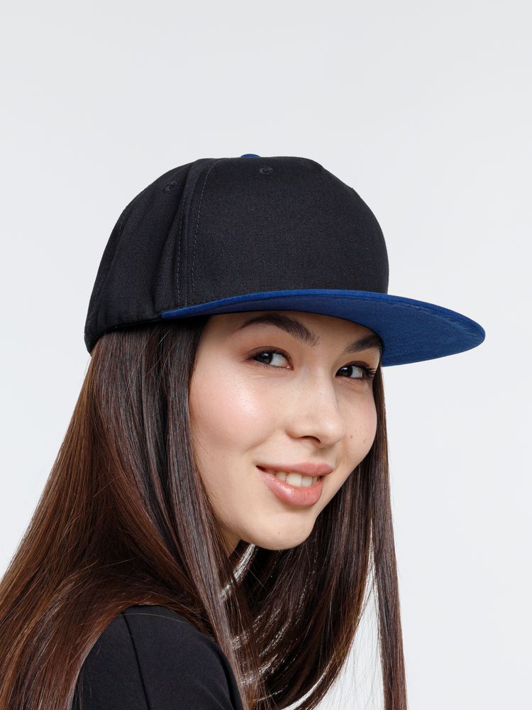 Бейсболка Foreside с прямым козырьком, черная с синим — изображение 9