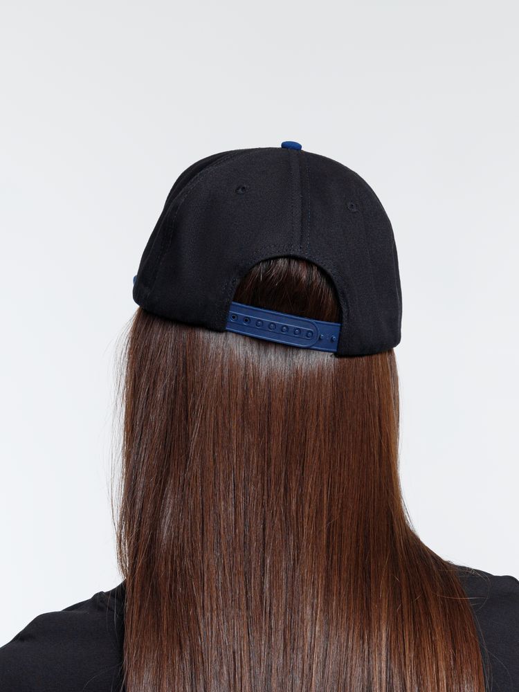 Бейсболка Foreside с прямым козырьком, черная с синим — изображение 10