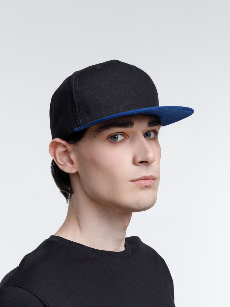 Бейсболка Foreside с прямым козырьком, черная с синим — изображение 5