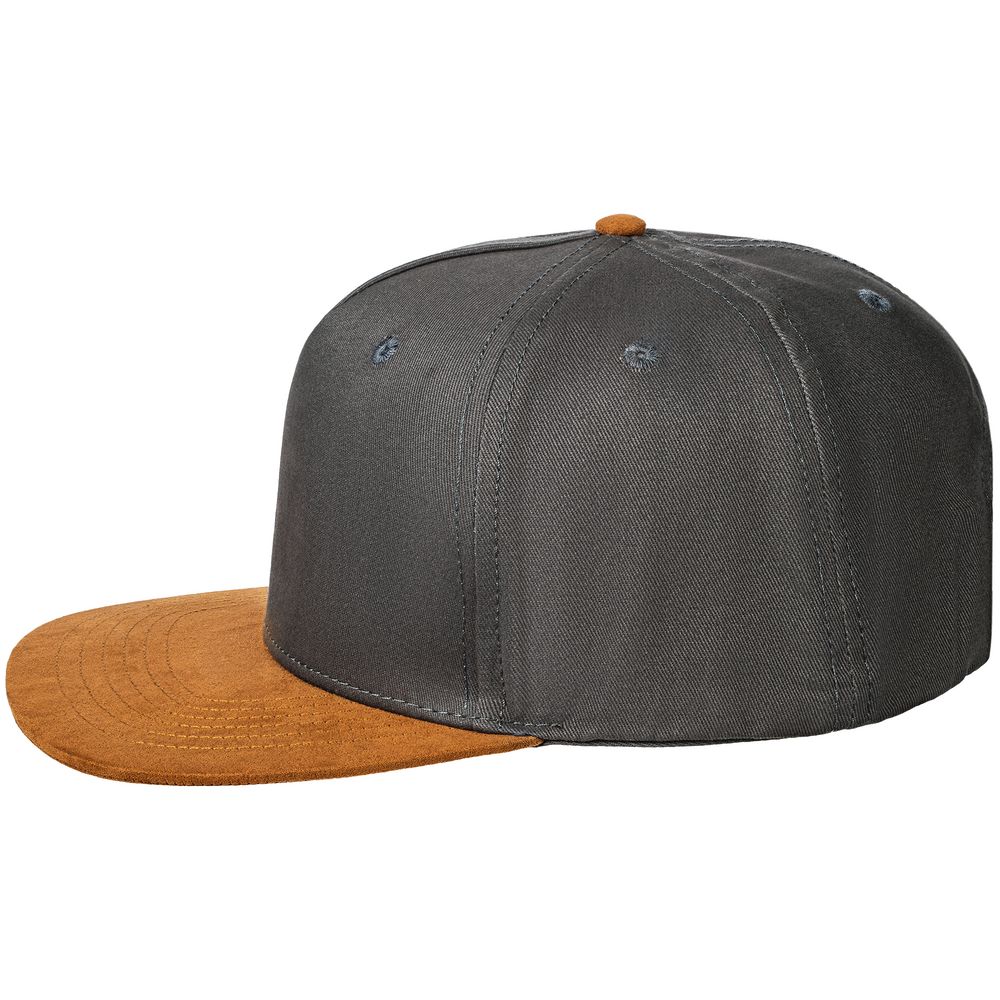 Бейсболка Foreside с прямым козырьком, серая с коричневым — изображение 2