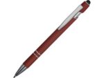 Ручка металлическая soft-touch шариковая со стилусом Sway, темно-красный/серебристый