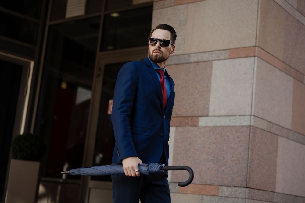 Зонт-трость Magic с проявляющимся цветочным рисунком, темно-синий — изображение 9