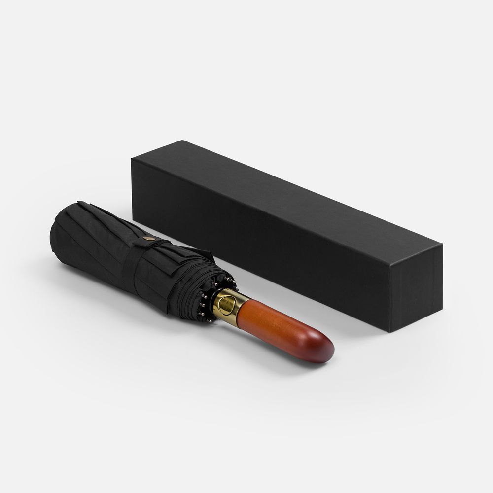 Зонт складной Cloudburst в подарочной упаковке, черный — изображение 10