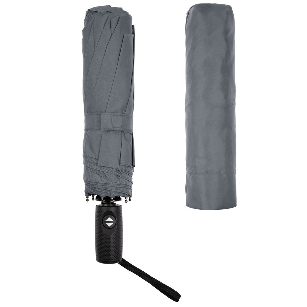 Складной зонт Dome Double с двойным куполом, серый — изображение 4