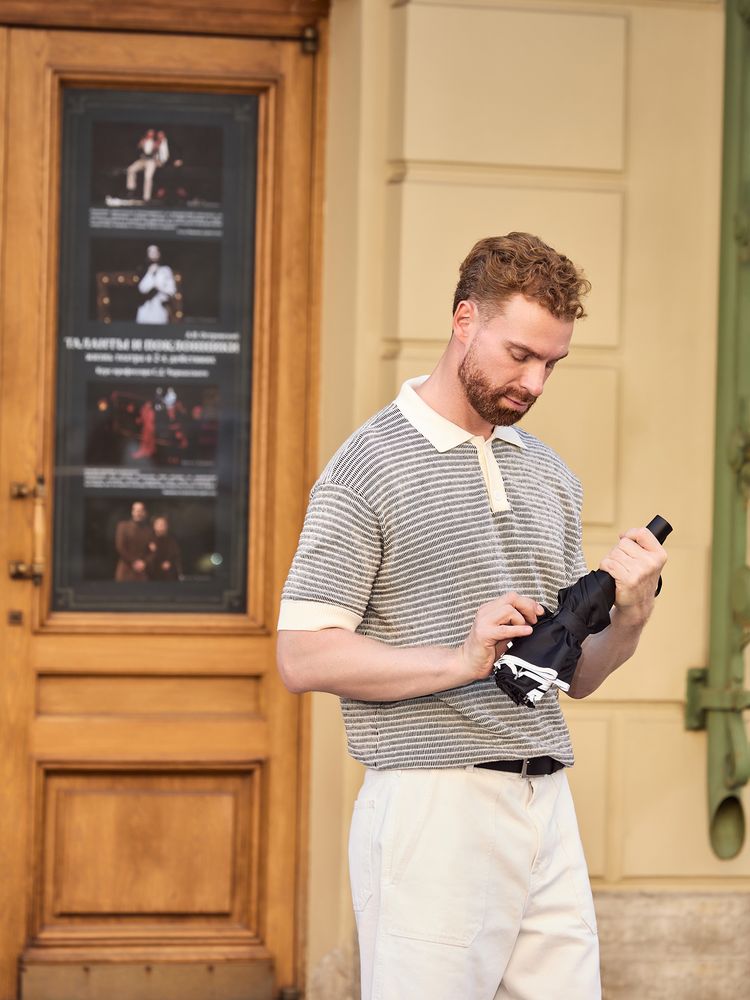 Складной зонт наоборот Savelight со светоотражающим кантом — изображение 5