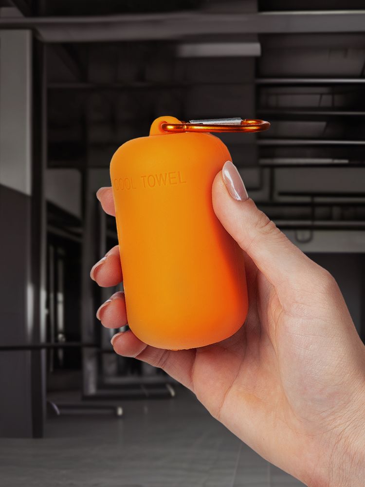 Охлаждающее полотенце Narvik в силиконовом чехле, оранжевое — изображение 6