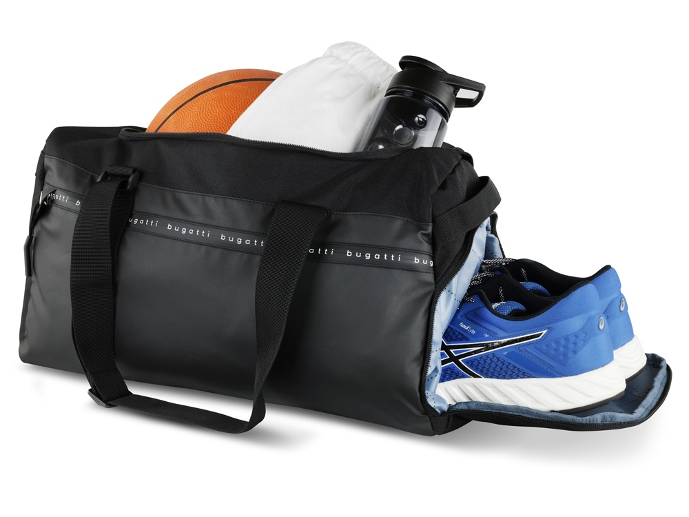 Сумка спортивная BUGATTI Blanc Delight, чёрная, нейлон RPET600D/тарпаулин/полиэстер, 47х23х28 см — изображение 3