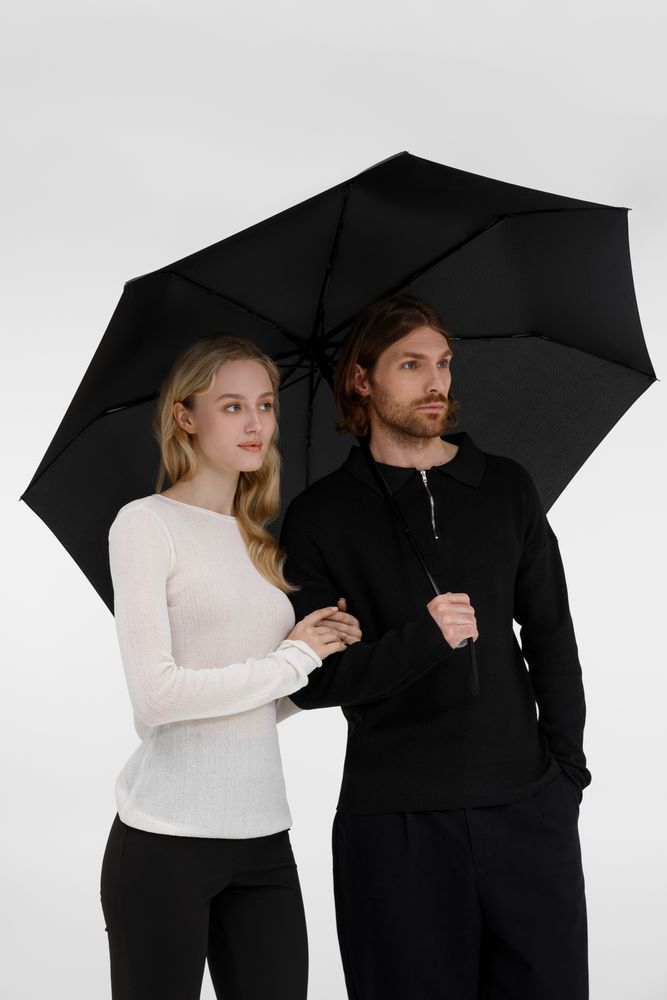 Зонт складной Fiber, черный — изображение 8